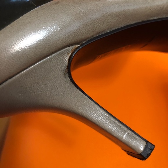 Prada 2000s Square Toe Heels Y2K gray leather - Picture 15 of 16